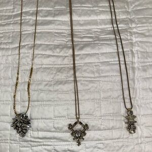 J Crew rhinestone long necklaces (3) in gold looking and silver color
